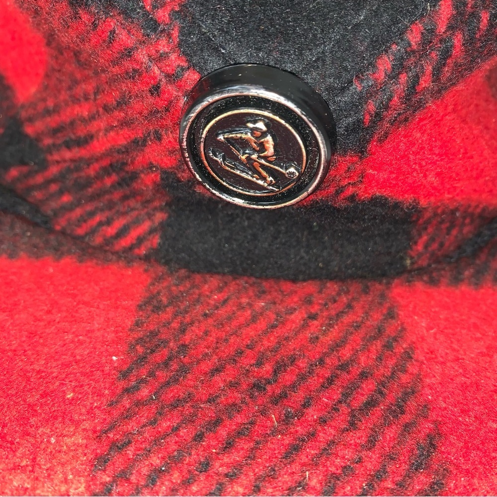 Vintage Red Buffalo Fleece Ski Hat USA Medium - Picture 2 of 5